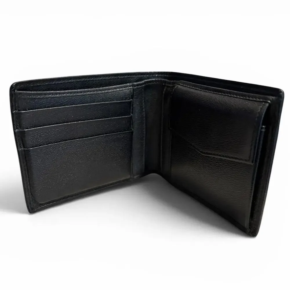 Dolce & Gabbana Black Lizard Embossed Leather Bifold Wallet Silver D&G Logo